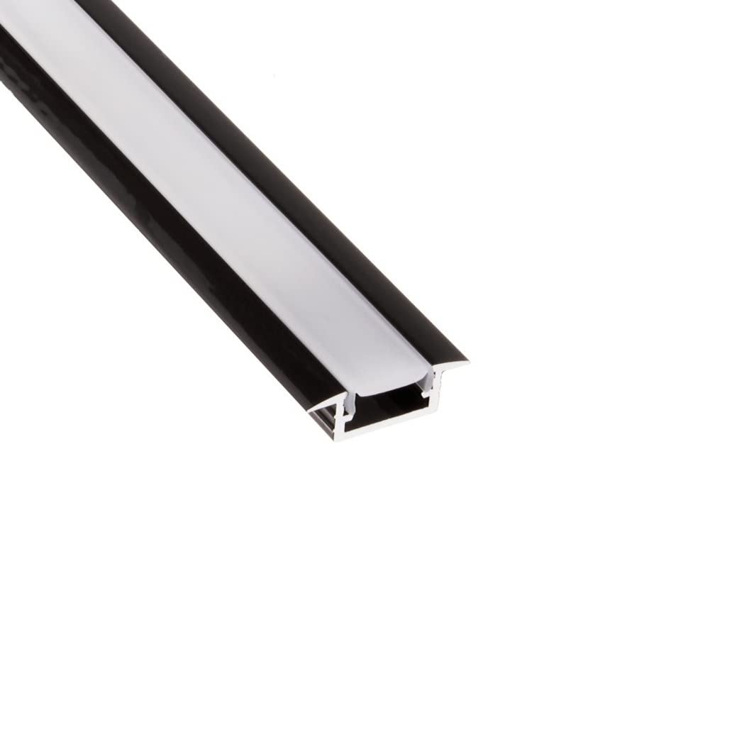 PERFIL EMPOTRADO P/ LED NEGRO DE 2MT